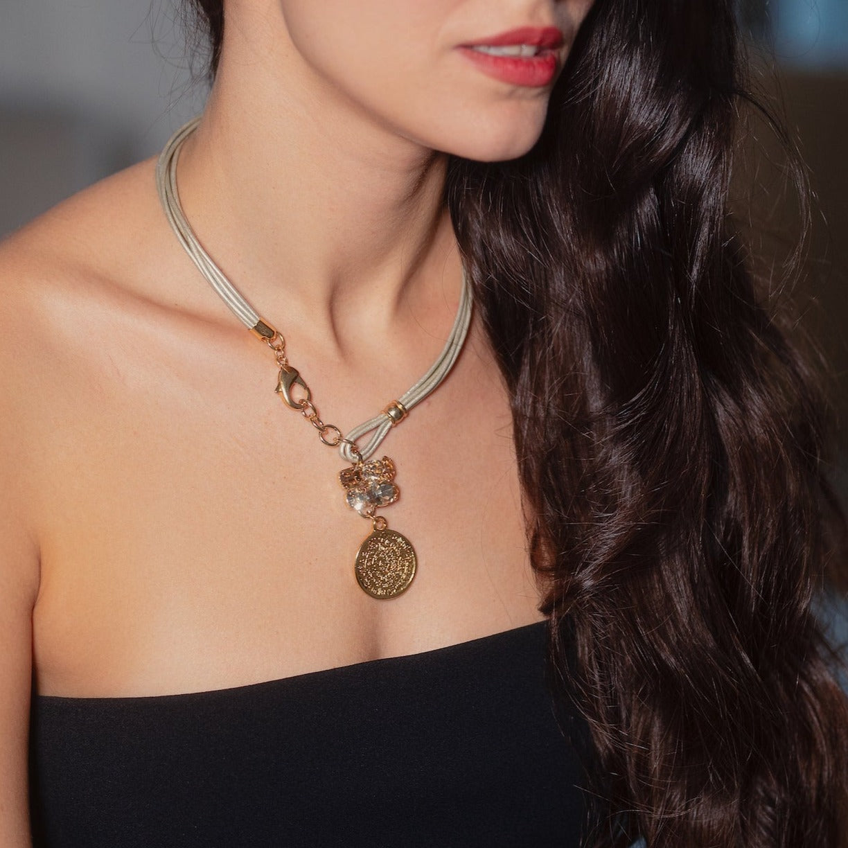 Spectacular multilayer Medallion Charm Mix Necklace