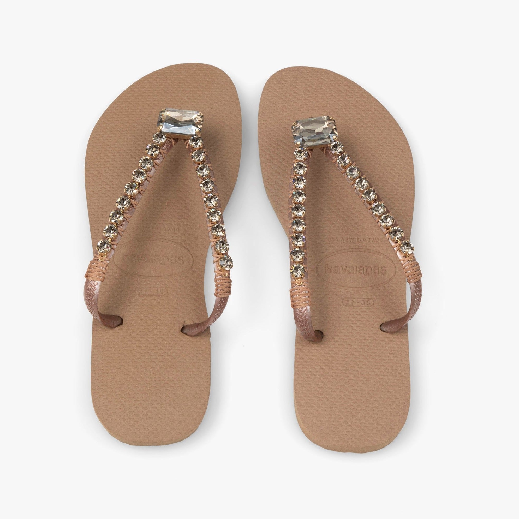 Brown Amaro Flip Flops with rhinestone