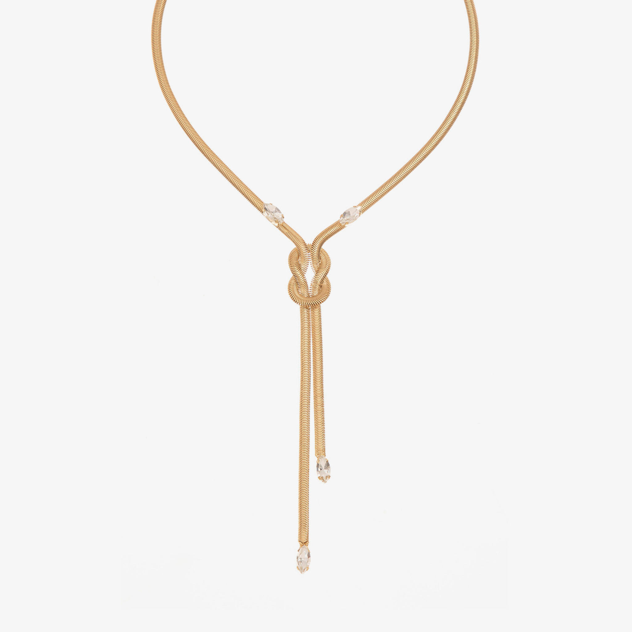 Tie The Knot Drop necklace features a unique chain with a beautiful knot design