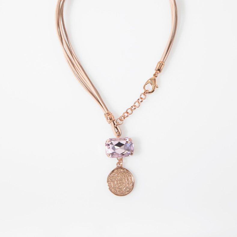 Round leather Stardust necklace