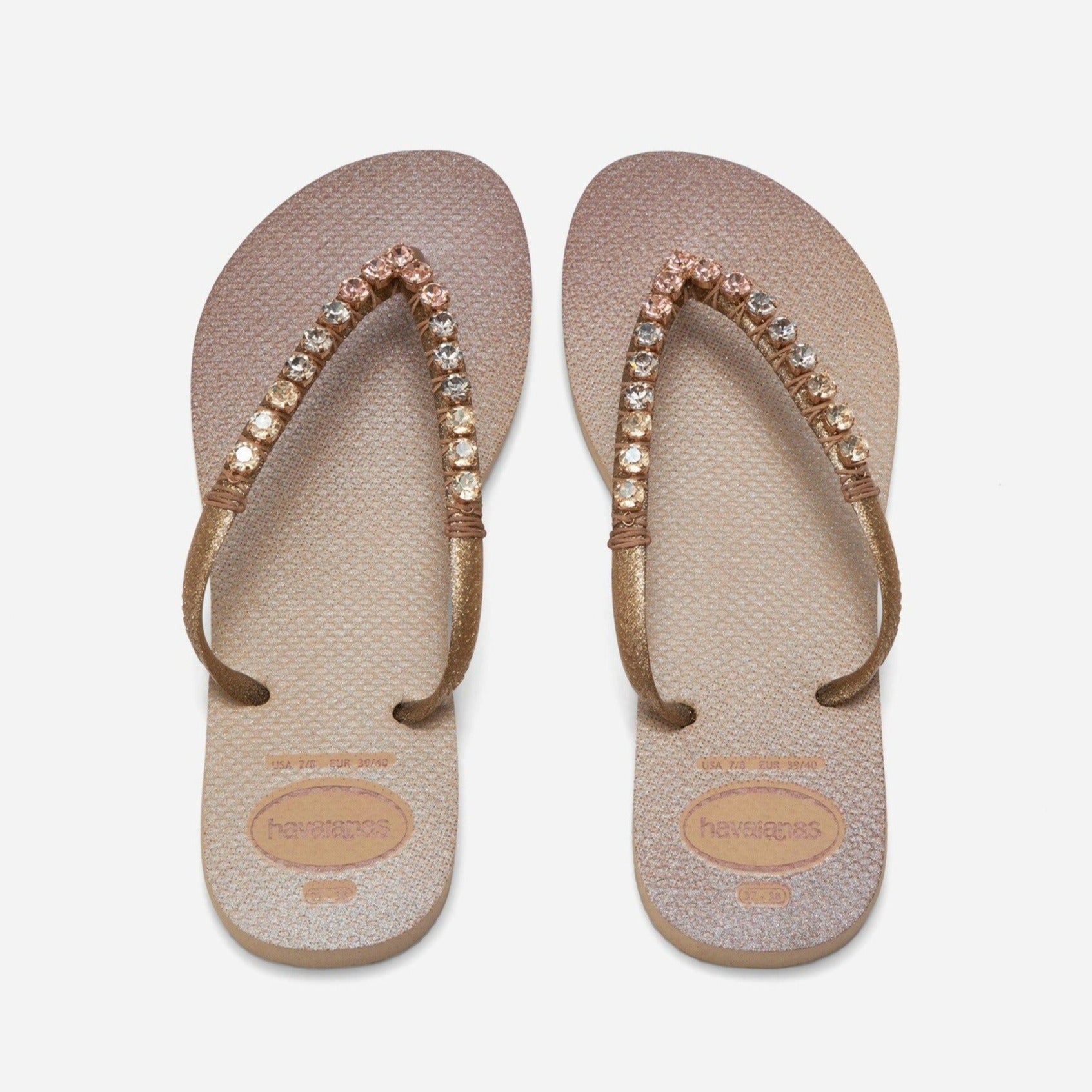 Rhinestones Embellished Flip Flops Coravanajewelry