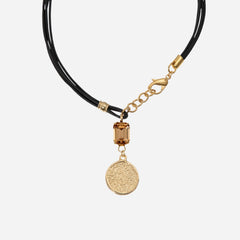 Medallion Charm Necklace, a multilayer leather Necklace
