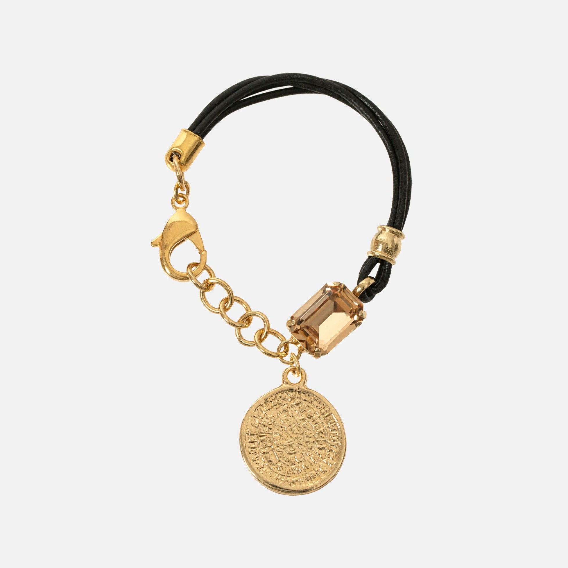 Multilayer leather Medallion Charm Bracelet
