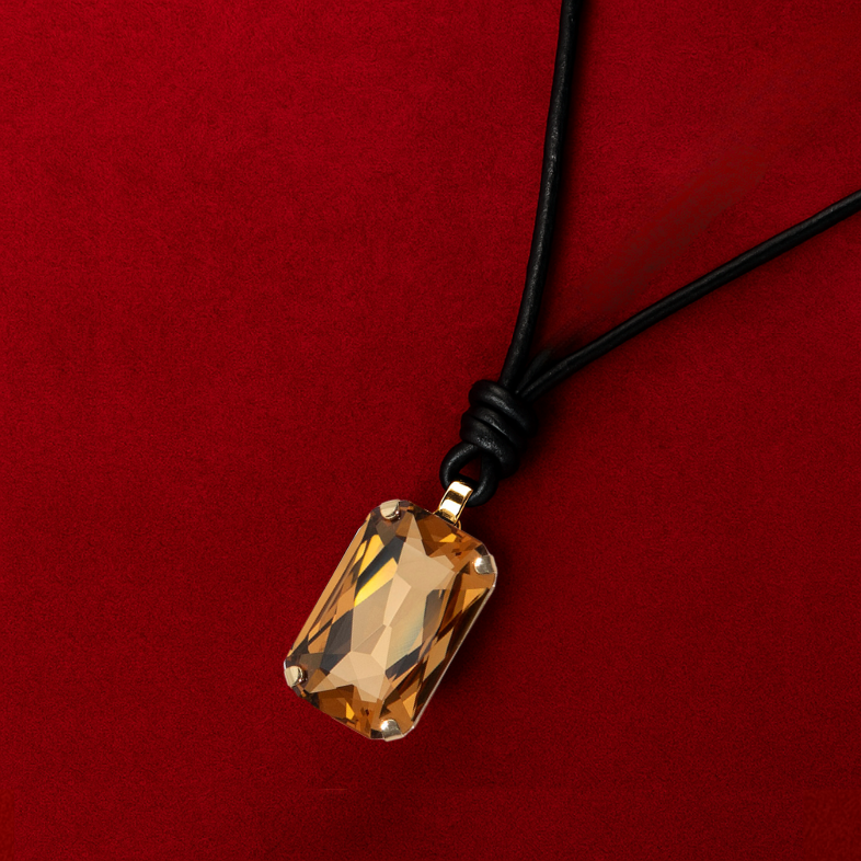 Sunstone Leather Necklace
