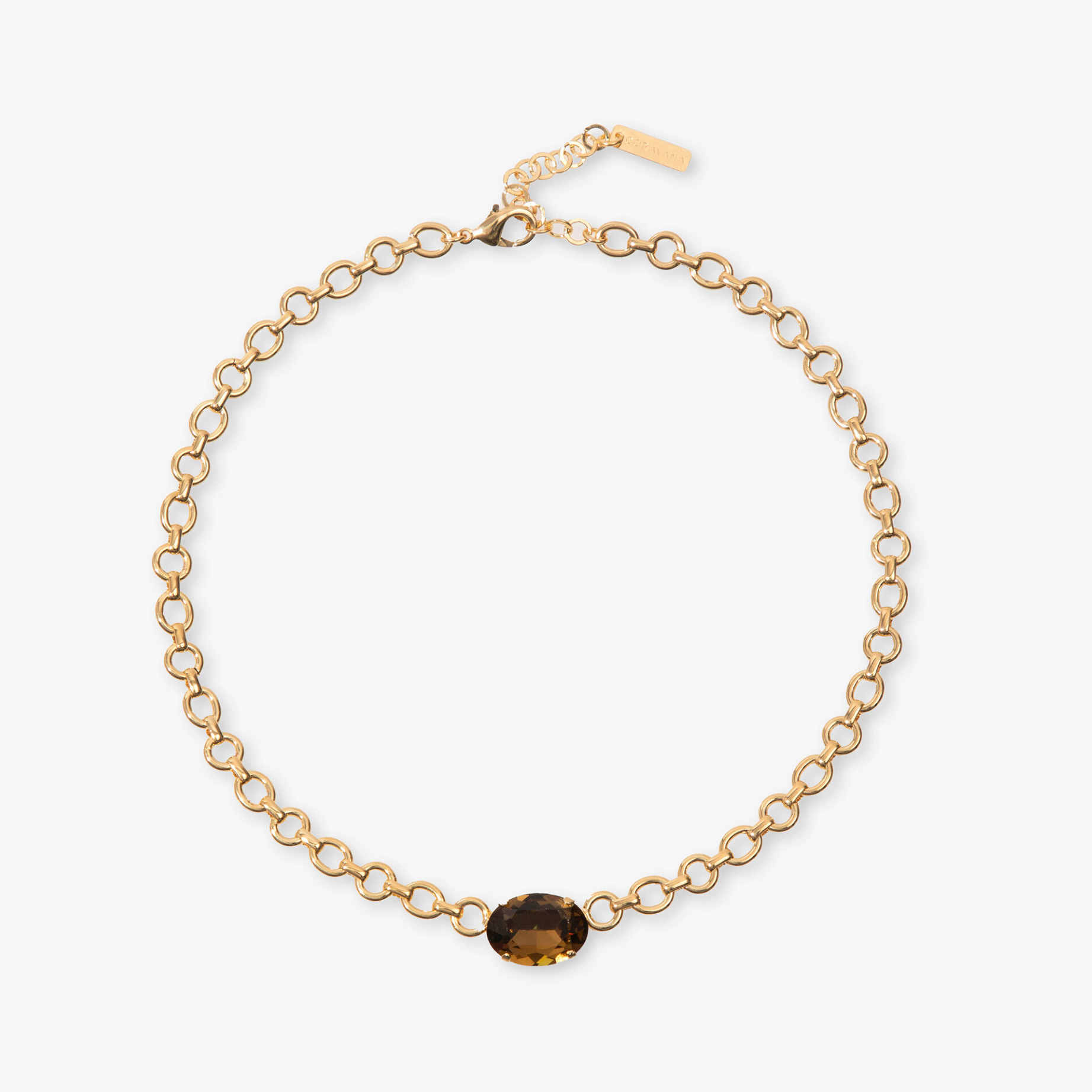 Celestine Chain Necklace with smoked topaz crystal