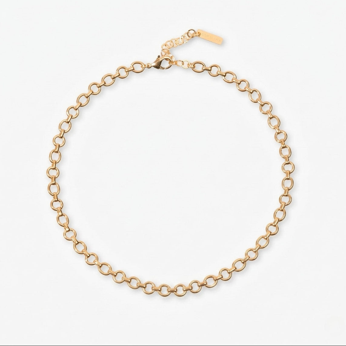 Gold chain bracelet on a white background