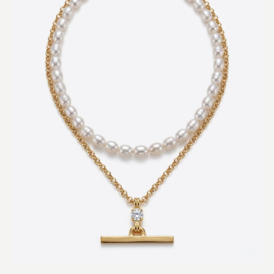 Andy Sachs pearl & t-bar necklace