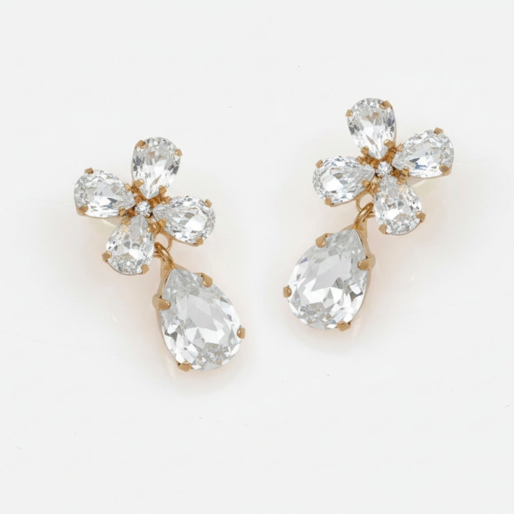 Pair of crystal earrings on a light background