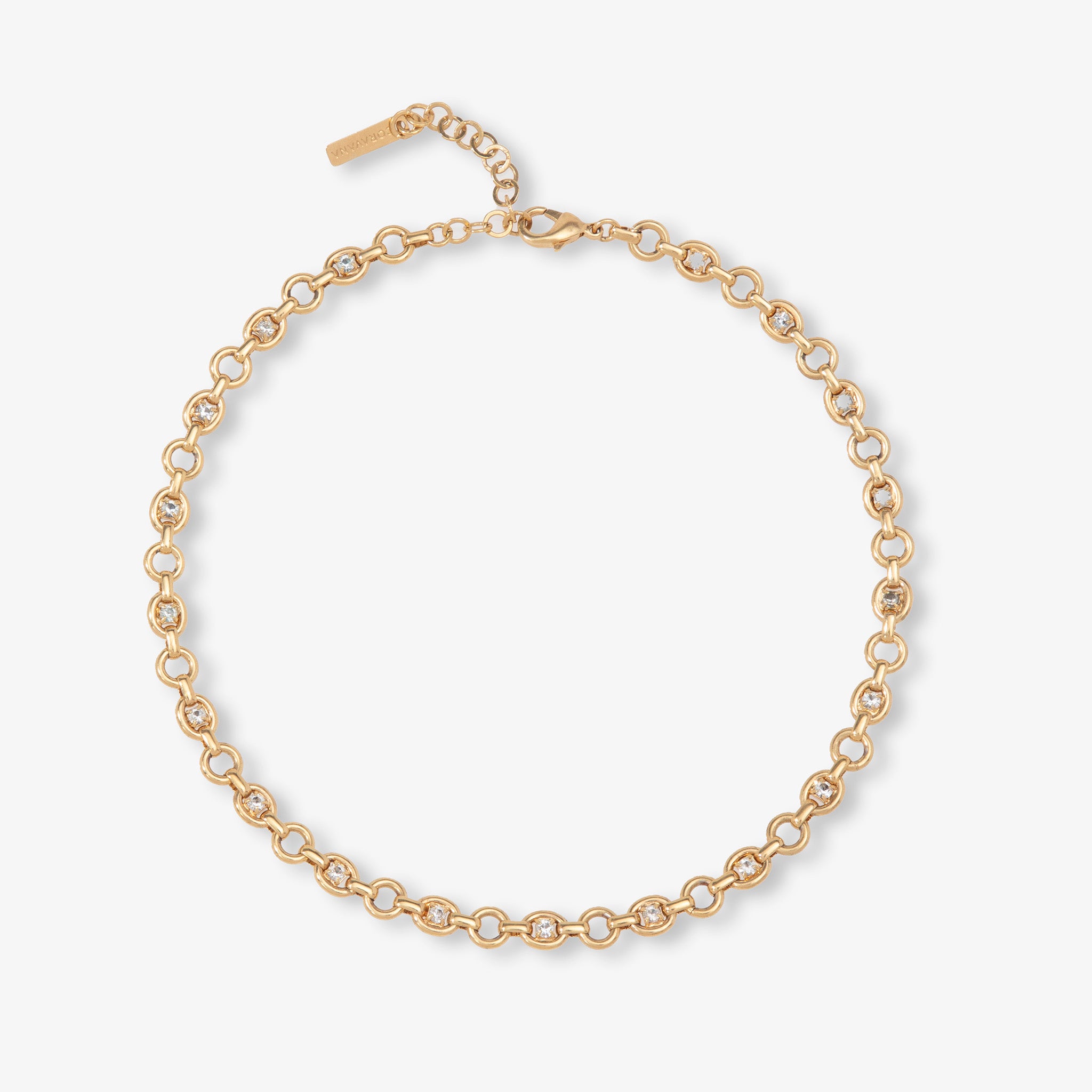 Gold chain necklace on a white background