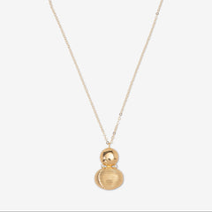 Gold necklace with a unique pendant on a white background