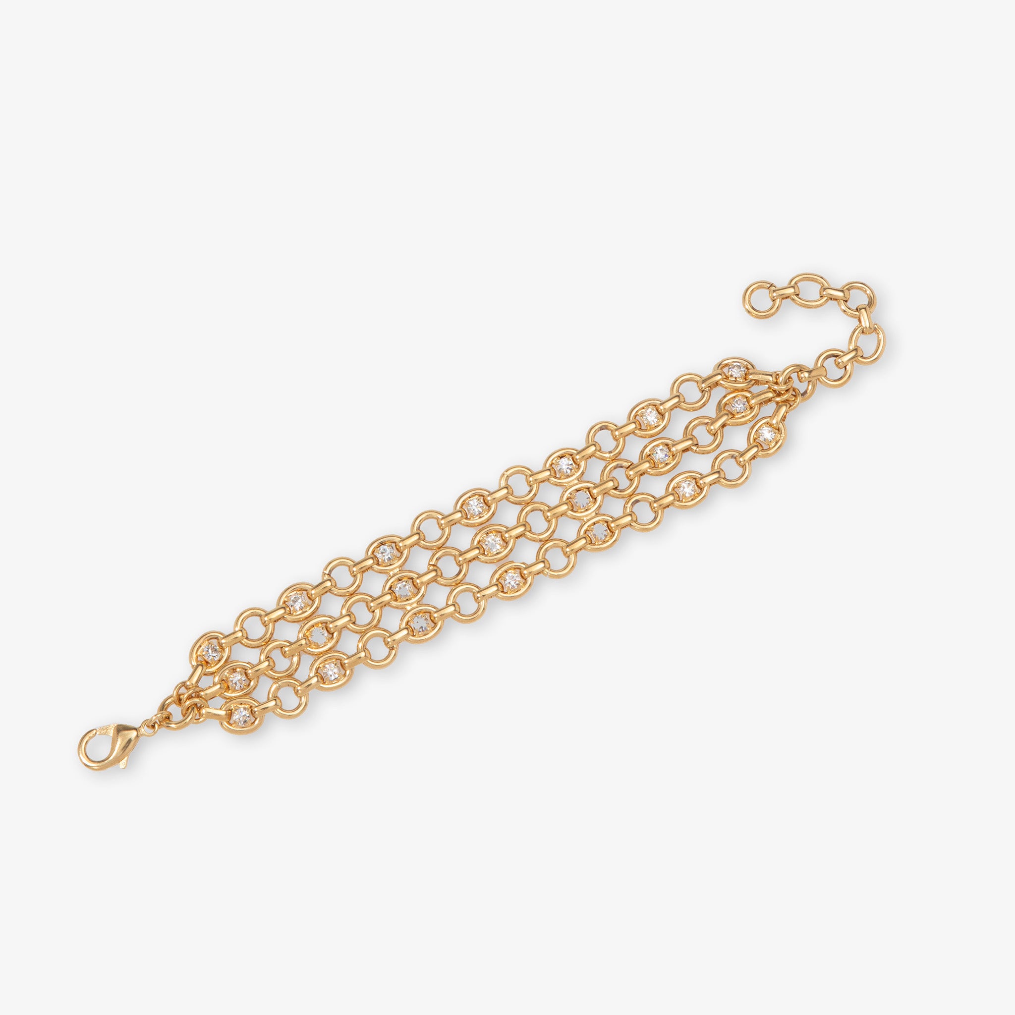 Gold chain bracelet on a white background