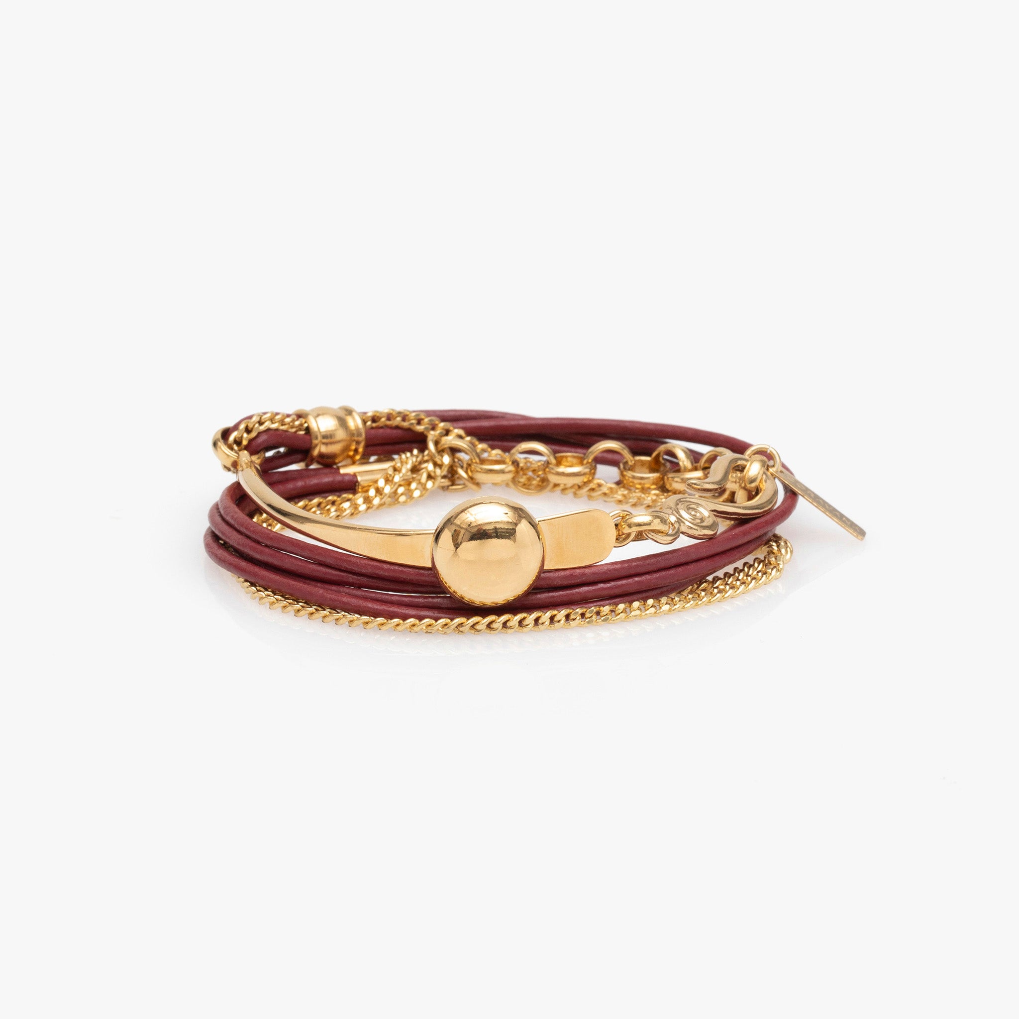 Gold and brown bracelet on a white background