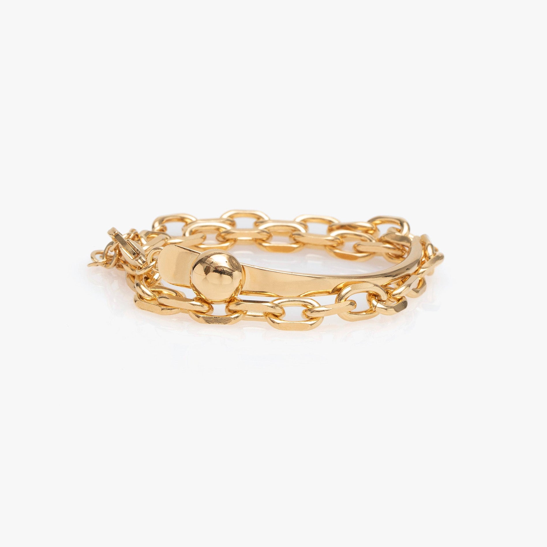 Gold chain ring on a white background