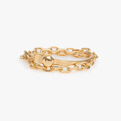 Gold chain ring on a white background