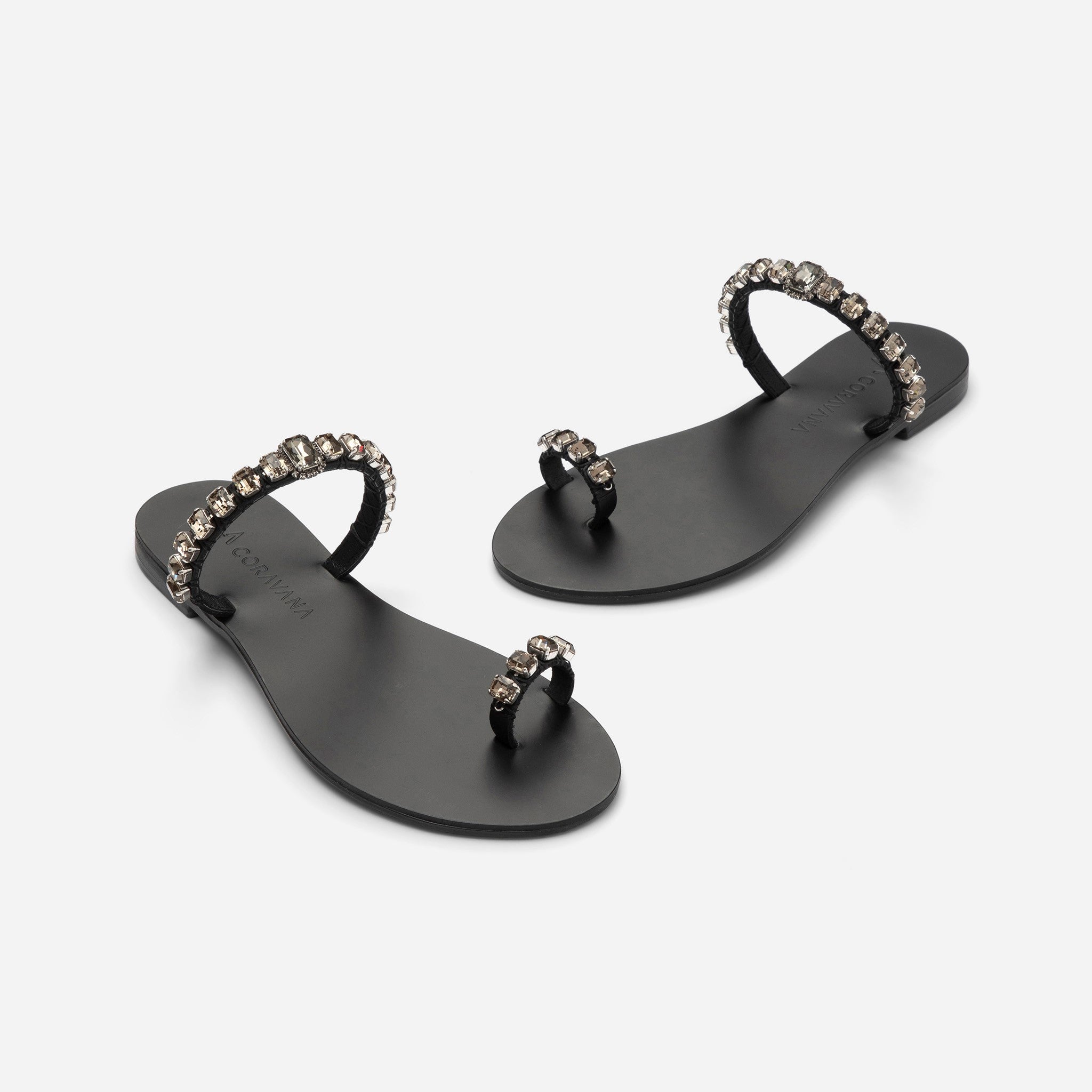 Black best sale jeweled sandals